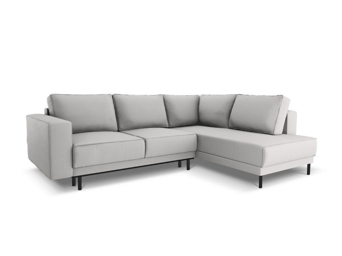 AUSKLAPPBARES-ECKSOFA rechts Caro aus strukturiertem Stoff hellgrau 5 Sitzplätze - Hellgrau, Textil (187/247cm) - Micadoni