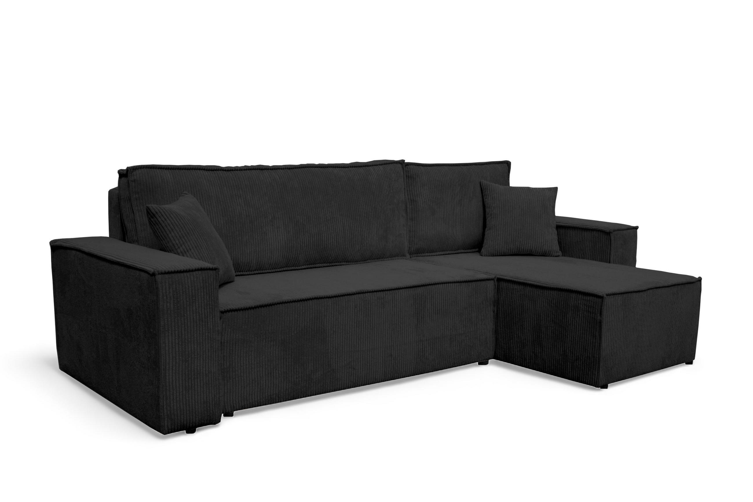 Venasi Möbel Ecksofa Schwarz 244x145 cm