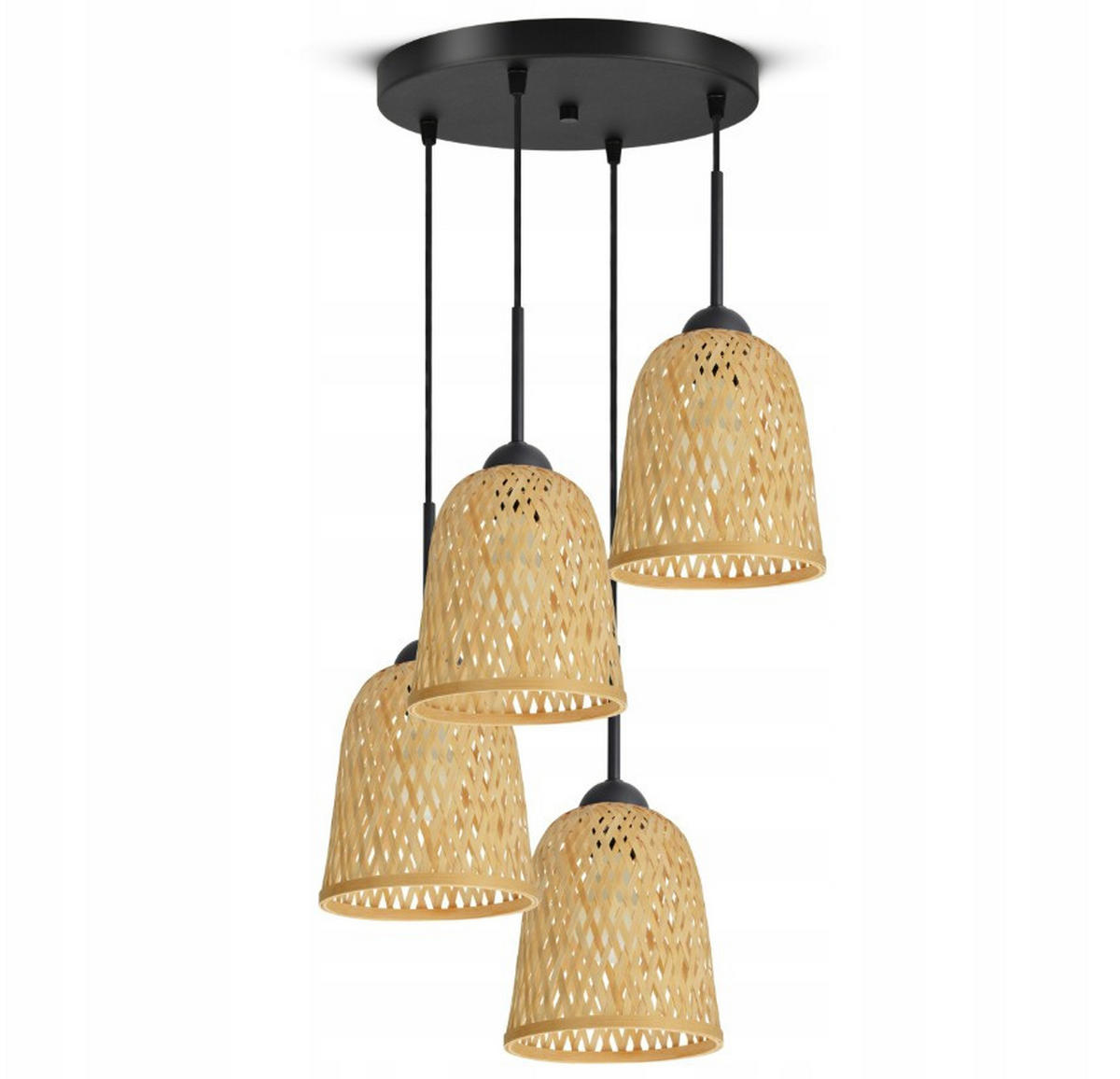 PENDELLEUCHTE BOHO - Schwarz/Weiß, Holz/Metall (40/40/100cm) - kiki design