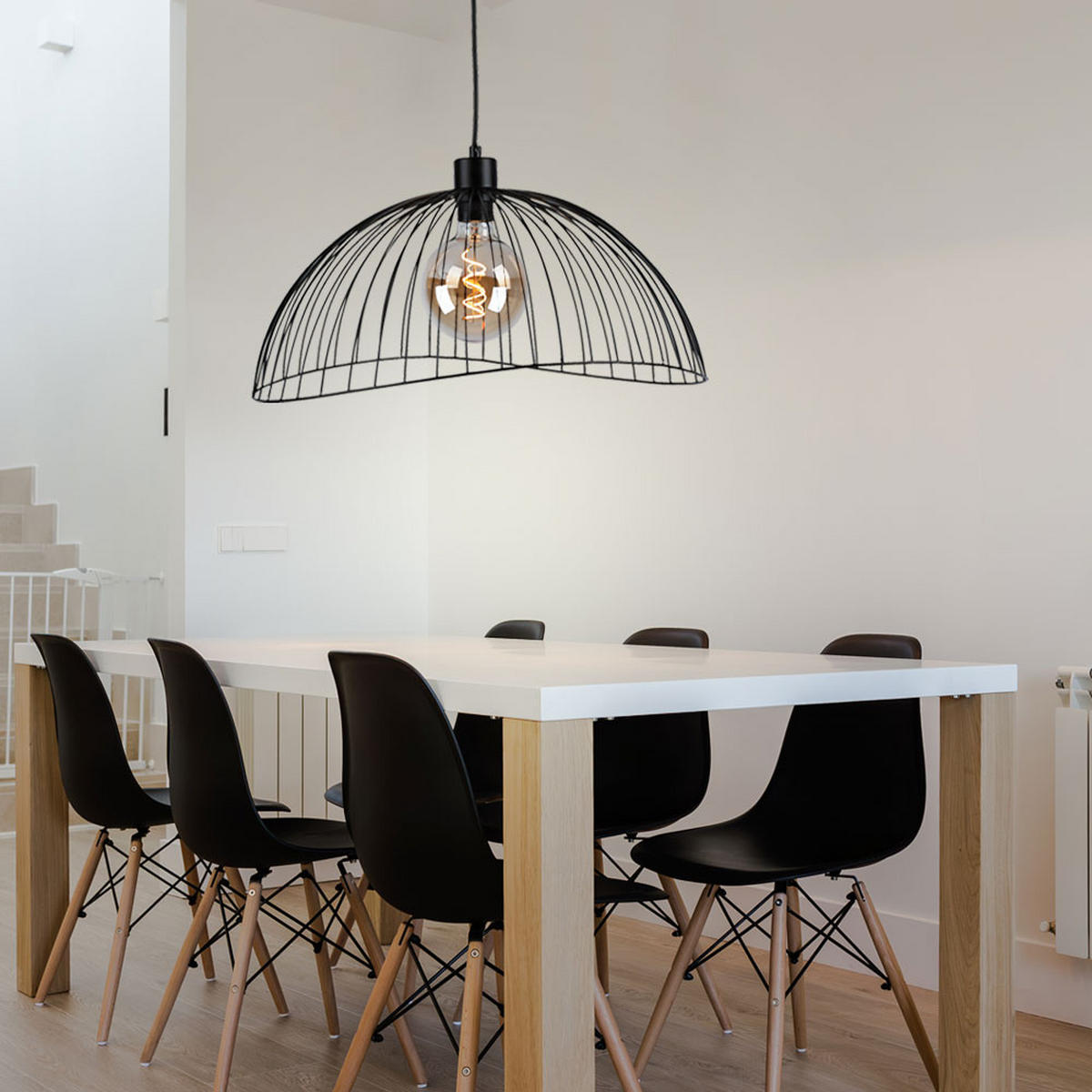 LED HÄNGELEUCHTE Metall Schwarz Gitteroptik - Schwarz, Metall (46/46/120cm)