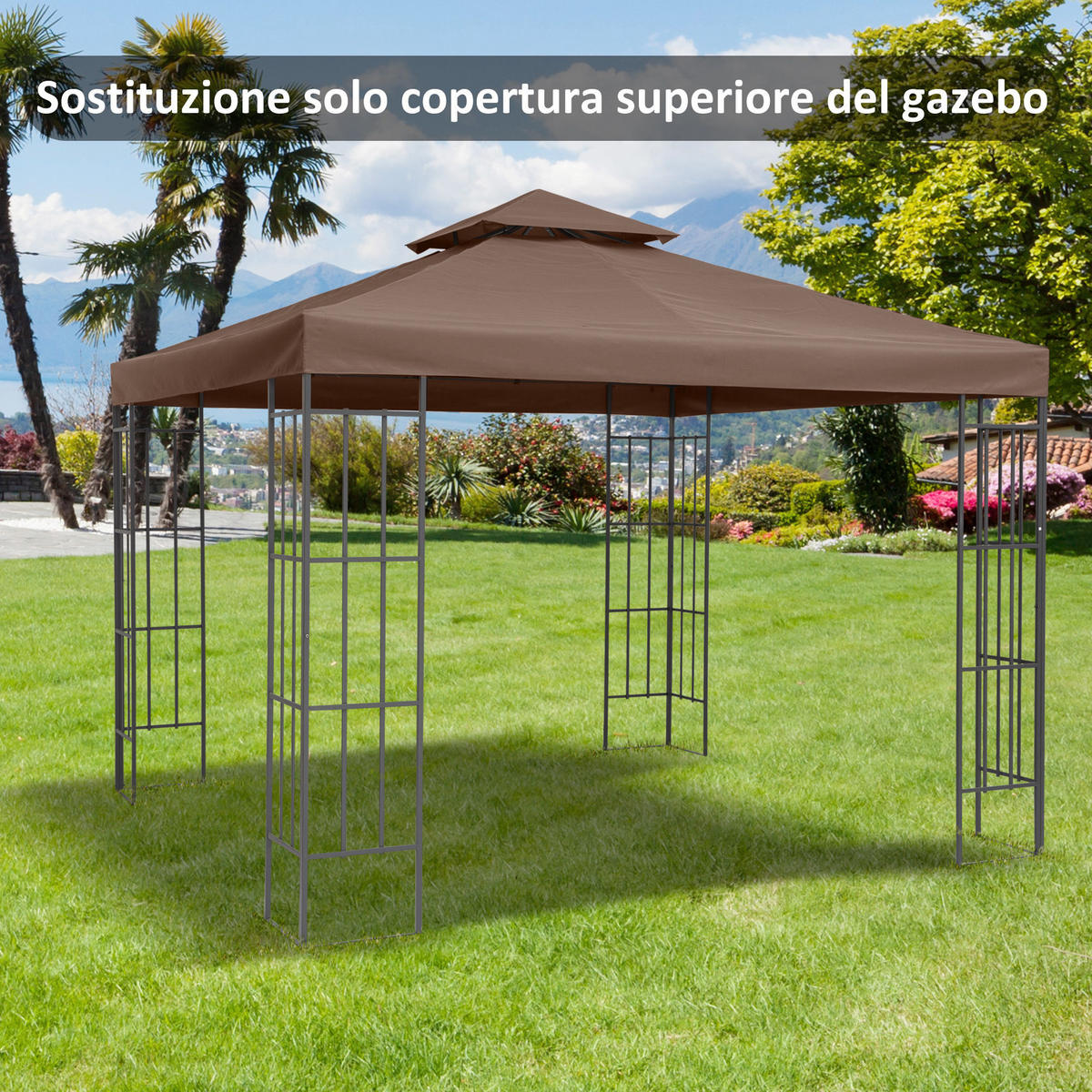 ERSATZDACH für Gartenpavillon DE-12554 3x3 m Braun - Braun, Textil (300/1/300cm) - ComfortXL