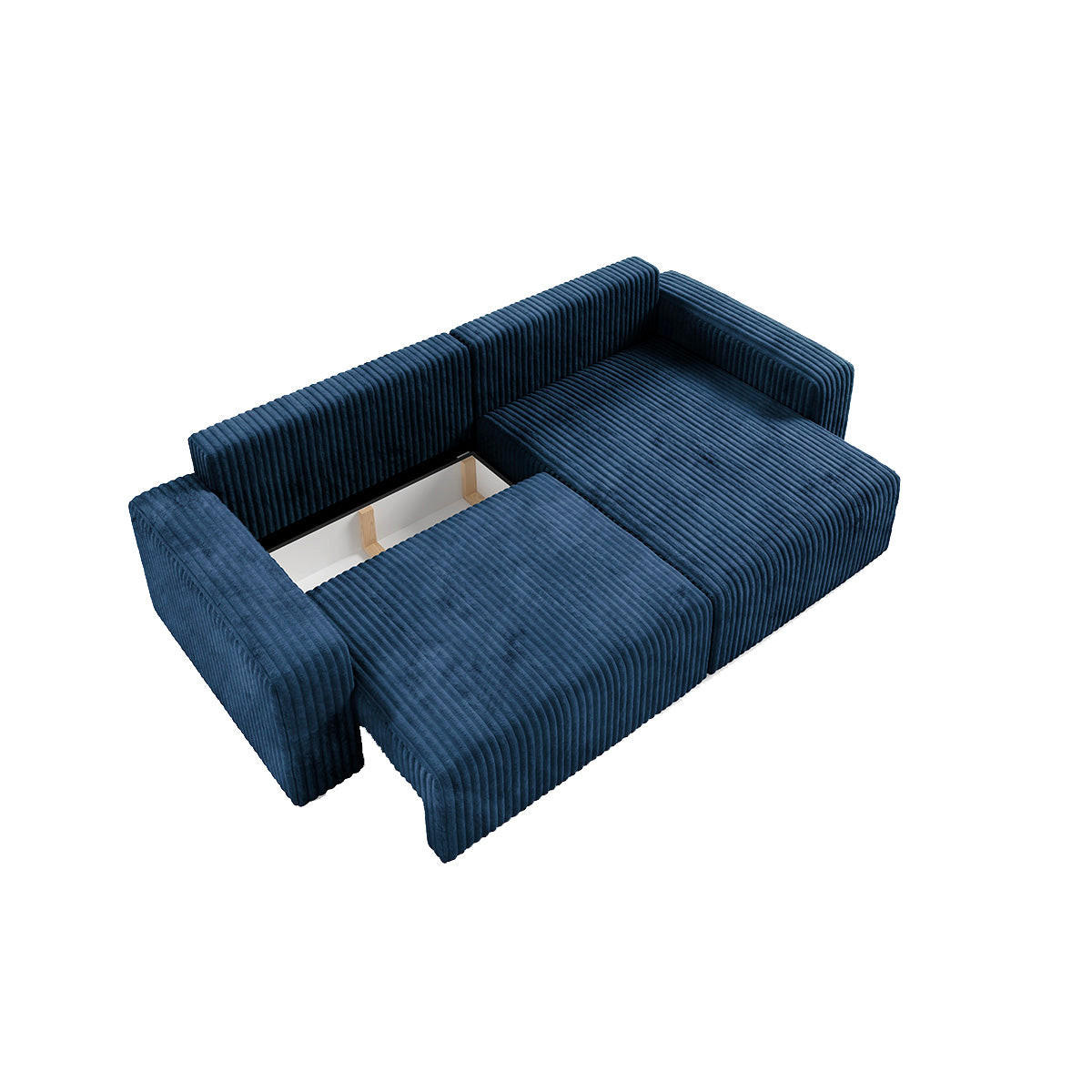 ECKSOFA Angela 3 Sitzplätze Marineblau - Blau, Holz (252/149cm) - Petits-meubles