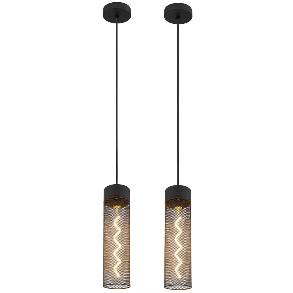 2X HÄNGELEUCHTE Metall Schwarz - Schwarz, Metall (10/10/120cm) - Globo Lighting