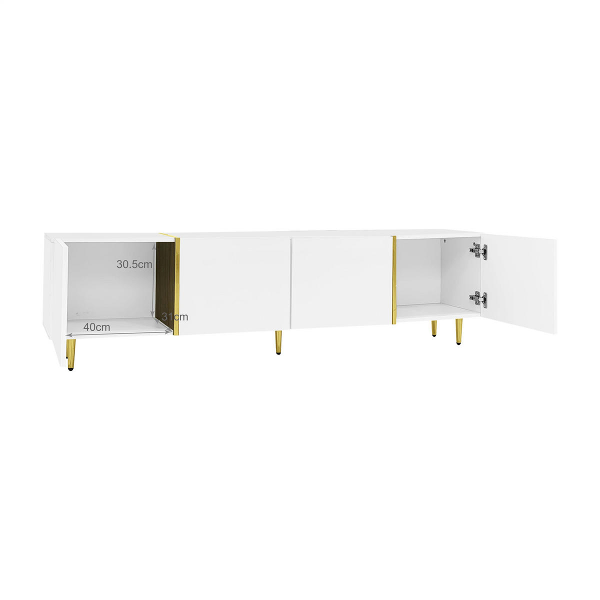 TV-SCHRANK 170/35/46 cm weiß Hochglanz mit vier Türen und Soft-Close-Scharniere - Weiß, Holzwerkstoff (170/46/35cm) - OKWISH