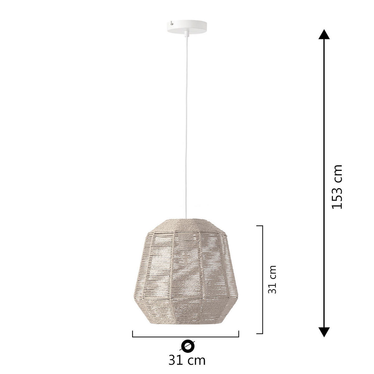 HÄNGELEUCHTE﻿ 31/31/153 Akina - Beige, Naturmaterialien (31/31/153cm) - VS Venta-stock