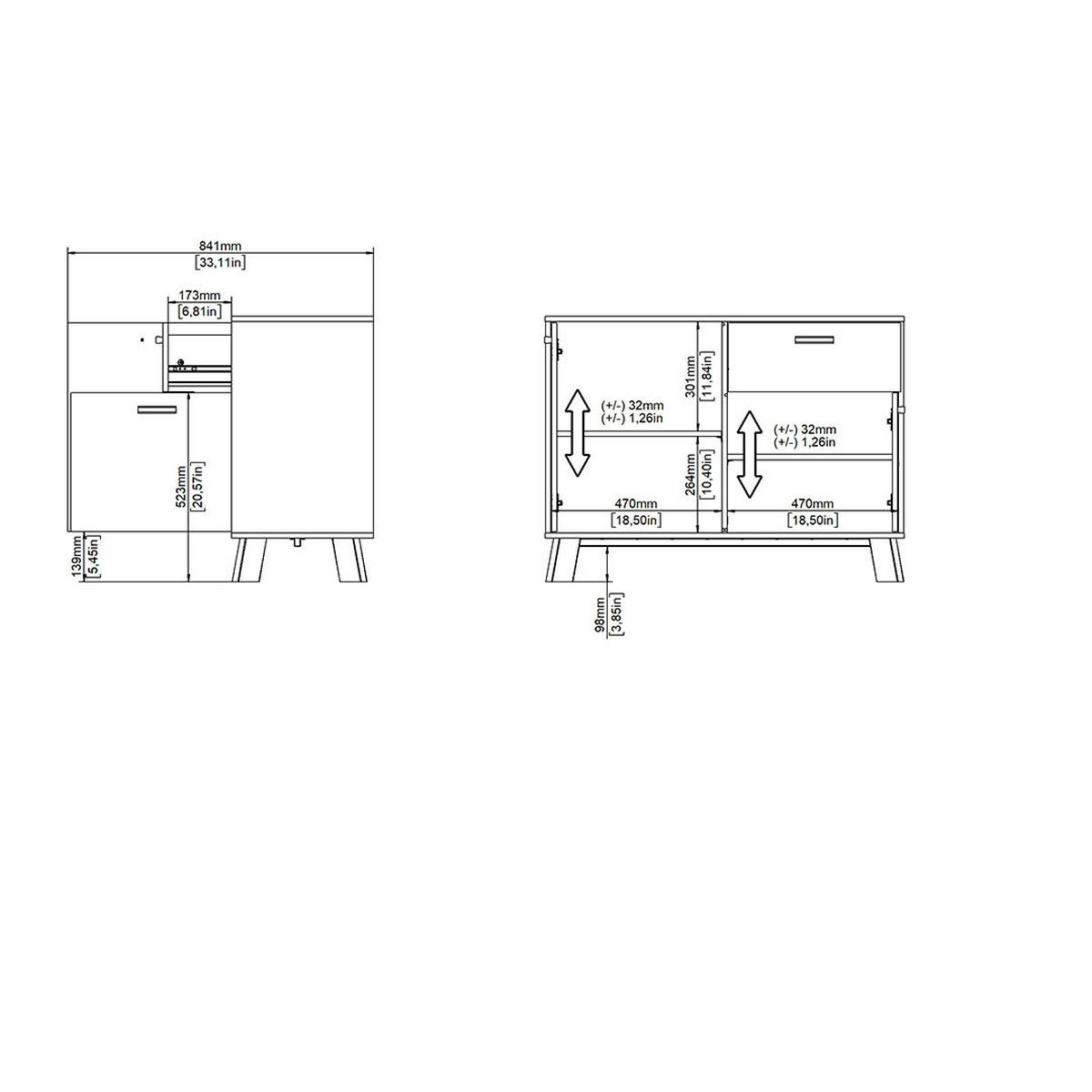 SIDEBOARD, Ikast, Eiche, Holzwerkstoff, 99 x 40 x 73 cm - Eichefarben, Holzwerkstoff (99/73/40cm) - ebuy24