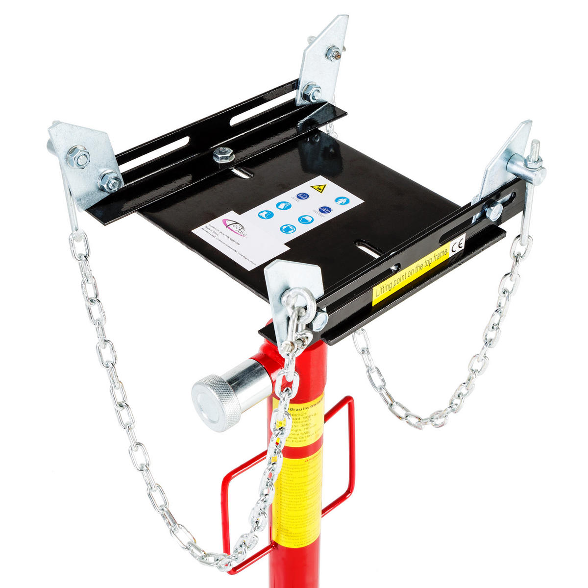 GETRIEBEHEBER ,Standfestes Fußkreuz mit 4 Lenkrollen,rot - Rot, Metall (84/84/122cm) - tectake