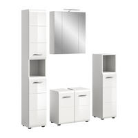 BADEZIMMER 4 tlg. inkl. Beleuchtung Alba Bad in weiß Nb. und weiß HG B/H/T: 150x185x30 cm - Weiß, Holz (150/185/30cm)