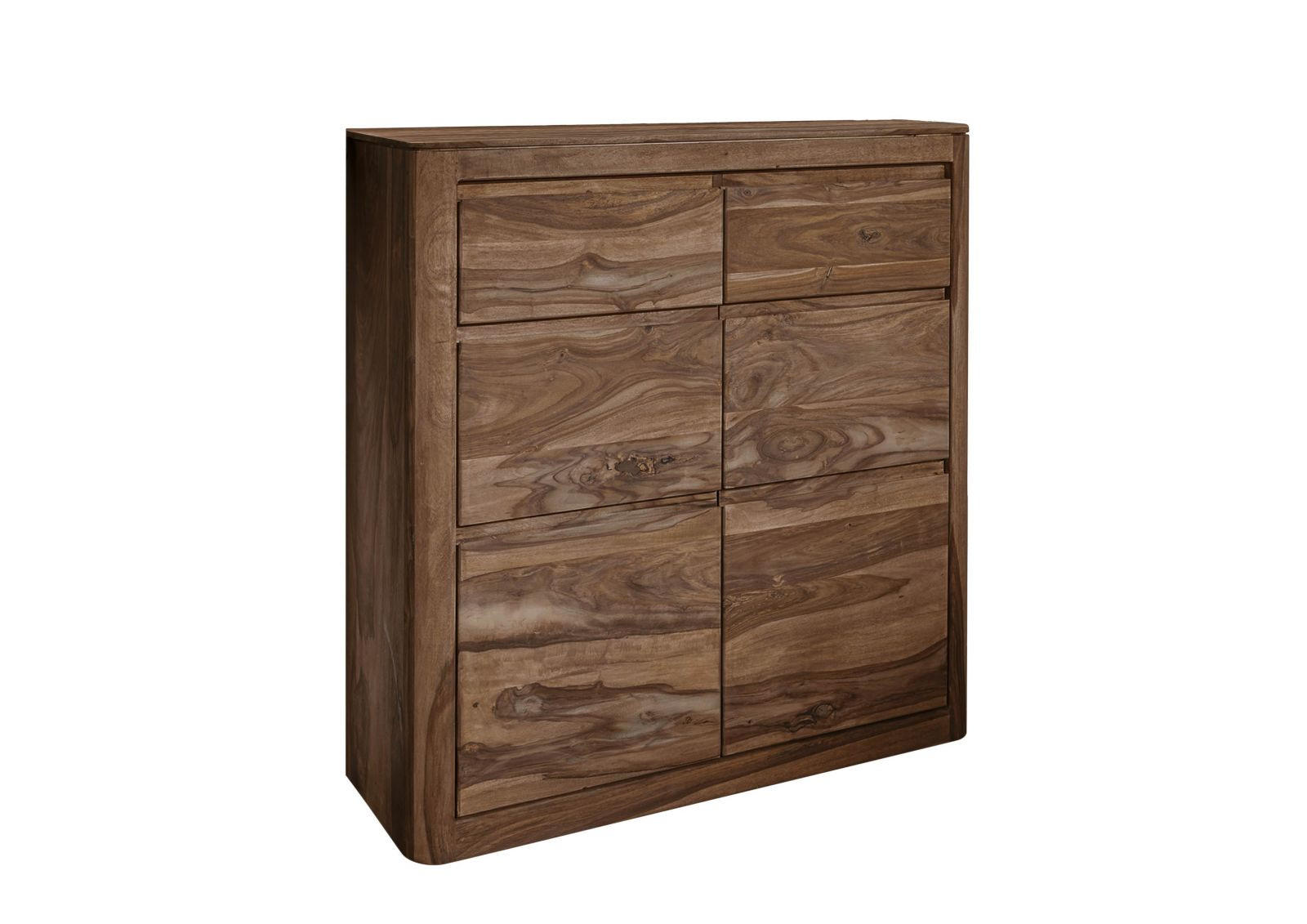 KOMMODE Sheesham 100x37x111 rot-braun gebeizt TORONTO #138 - Dunkelbraun, Holz (100/111/37cm) - Massivmoebel24