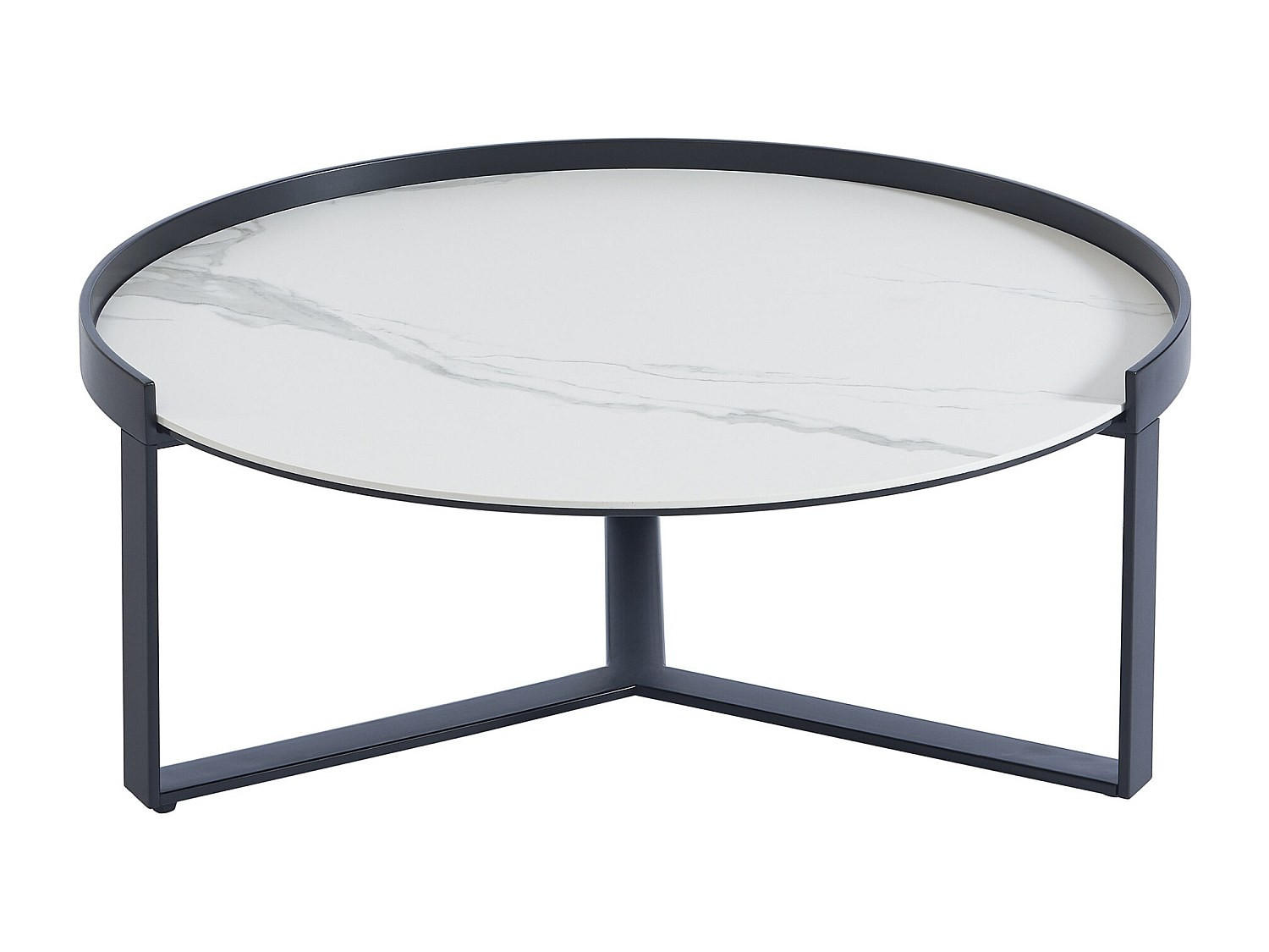 COUCHTISCH - 90 cm x 90 cm - Glas, Keramik - Schwarz, Weiß - ZERILA - Schwarz/Weiß, Glas/Keramik (90/90/35cm) - Vente-Unique