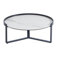 COUCHTISCH - 90 cm x 90 cm - Glas, Keramik - Schwarz, Weiß - ZERILA - Schwarz/Weiß, Glas/Keramik (90/90/35cm) - Vente-Unique
