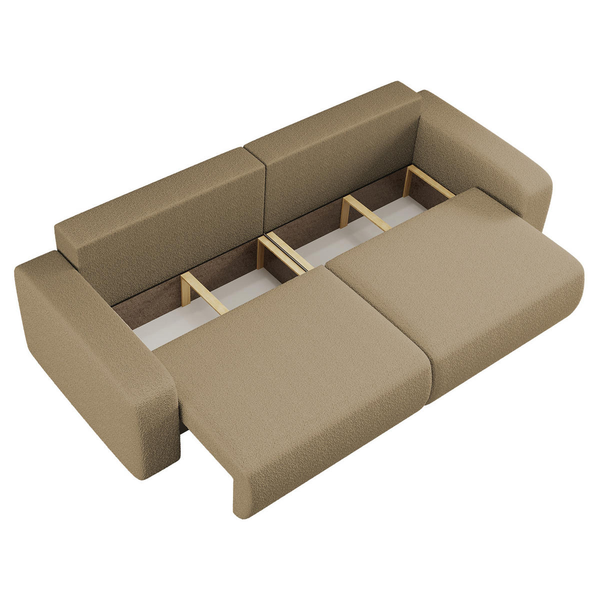 SCHLAFSOFA MILANO und Bettkasten Stoff Quelle Hellbraun - Hellbraun, Holz (246/83/98cm) - Kaiser Möbel