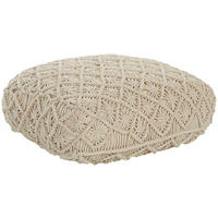POUF Berrechid 50/50/20 cm - Beige, Naturmaterialien/Textil (50/20/50cm) - Beliani