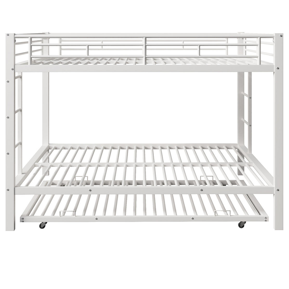 ETAGENBETT mit Ausziehbett Eisenrahmen Weiß - Weiß, Metall (140/200cm) - ComfortXL