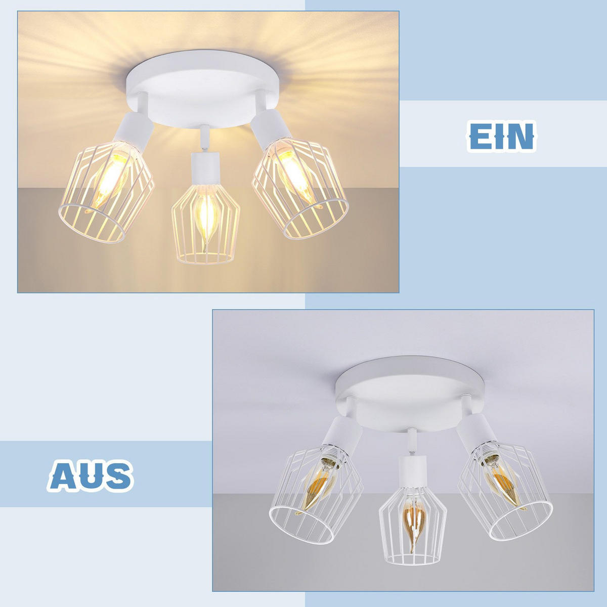 DECKENLEUCHTE Ennis 29/29/24cm - Weiß, Metall (29/29/24cm) - Nettlife