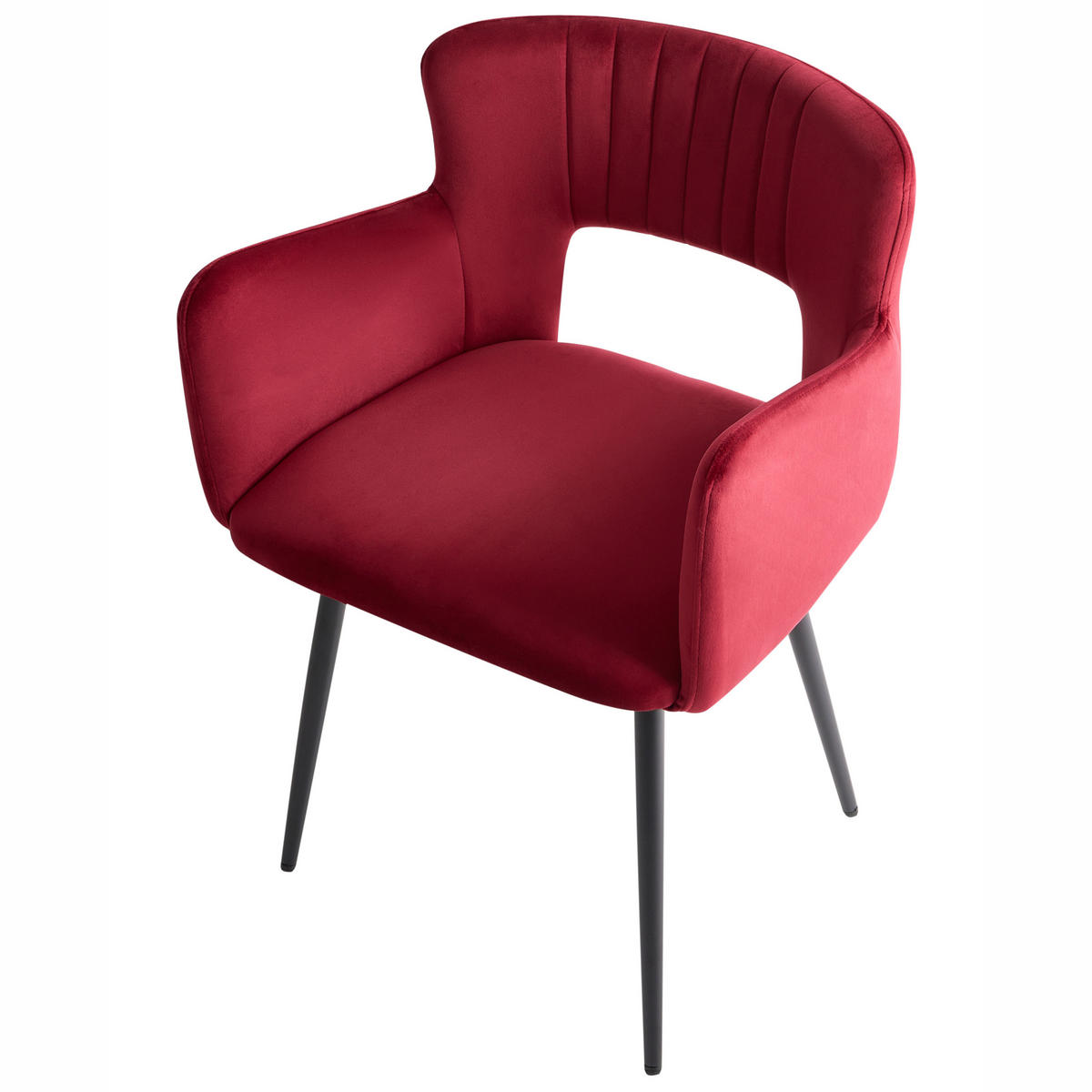 ESSZIMMERSTUHL 2er-Set Samtstoff Rot Sanilac - Rot, Textil/Metall (52/75/44cm) - Beliani