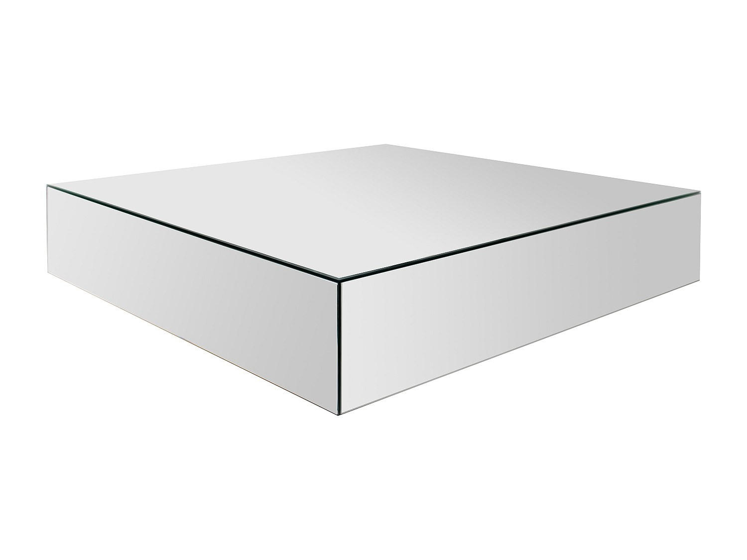 COUCHTISCH aus MDF und Spiegel – PRISMELIO - Silberfarben, Glas (90/90/22cm) - Vente-Unique