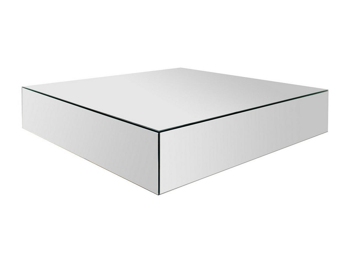 COUCHTISCH aus MDF und Spiegel – PRISMELIO - Silberfarben, Glas (90/90/22cm) - Vente-Unique