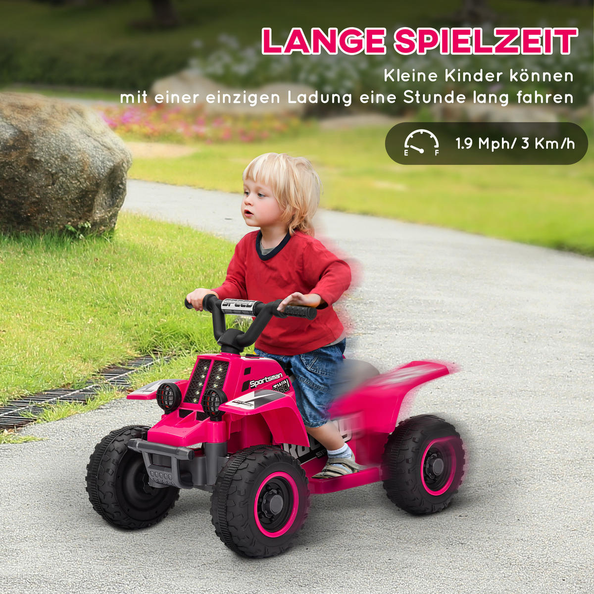 ELEKTRISCHES Quad Bike für Kinder, batteriebetrieben, fährt vorwärts und rückwärts, LED-Lichter, 18-36 Monate, Rosa - Rosa, Kunststoff/Metall (70.5/42.5/46.5cm) - AIYAPLAY