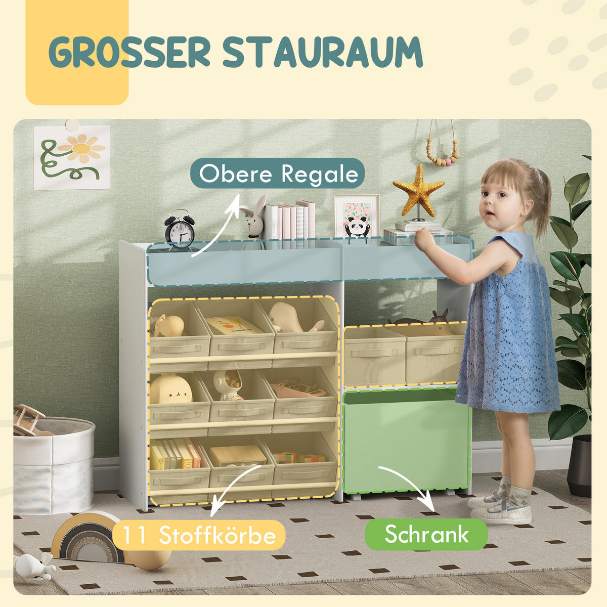 KINDERREGAL - Weiß, Holzwerkstoff/Kunststoff (30/80/105cm) - AIYAPLAY