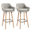 BARHOCKER, Buchenholzbeine, Metall Beige - Beige, Holz (48/100/55cm) - HOMCOM