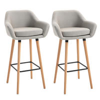 BARHOCKER, Buchenholzbeine, Metall Beige - Beige, Holz (48/100/55cm) - HOMCOM
