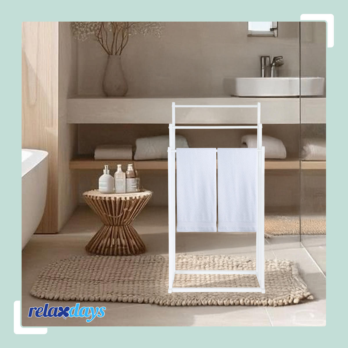 HANDTUCHHALTER - Weiß, Metall (44/86/21cm) - Relaxdays