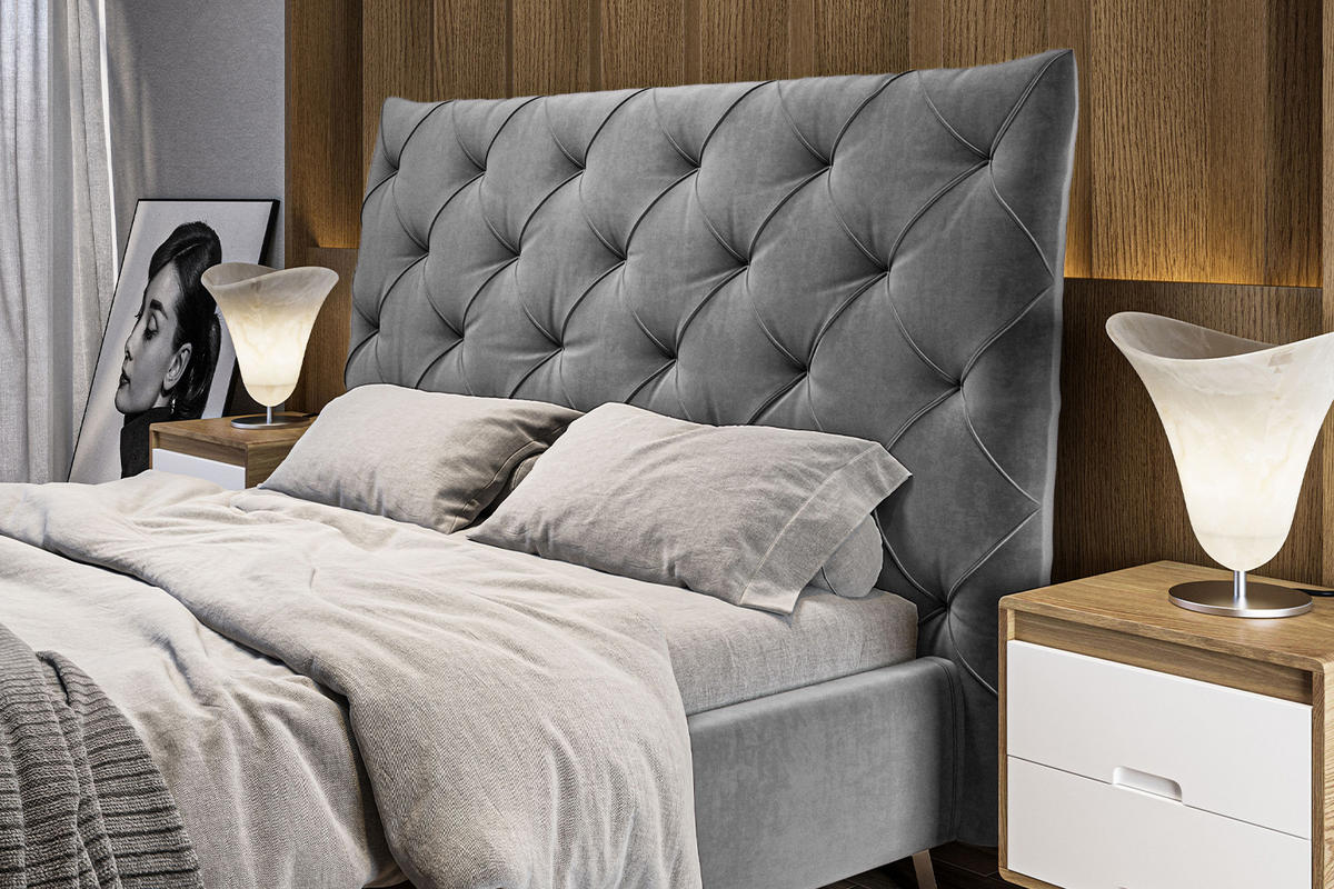 POLSTERBETT ANNY Grau Massivholz - Grau, Textil (160/200cm) - KAWOLA