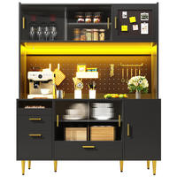 BUFFETSCHRANK Hochglanz Schwarz LED Glas Schiebetür - Schwarz, Holzwerkstoff (140/180/40cm) - FLIEKS