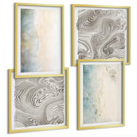 BILDER SET 4er Set - 50x50 cm & 40x60 cm Goldrahmen - Zarte Aquarellkartons - Goldfarben, Kunststoff (50/50cm) - TULUP