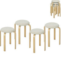 HOCKER 4er-Set 40/40/45 cm Creme stapelbar bis 120 kg - Creme, Holz (40/45/40cm) - MIVRAY