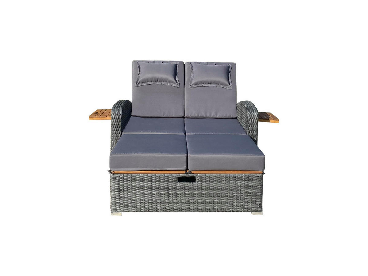 GARTENSOFA Olivia Gartenliege - Anthrazit, Holz (116/95/73cm) - DELUKE