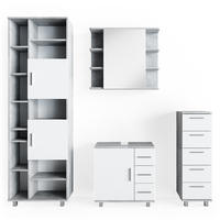 BADMÖBEL-SET Ilias Beton 4 Teile - Schieferfarben/Weiß, Holzwerkstoff (60/60/33cm) - Vicco