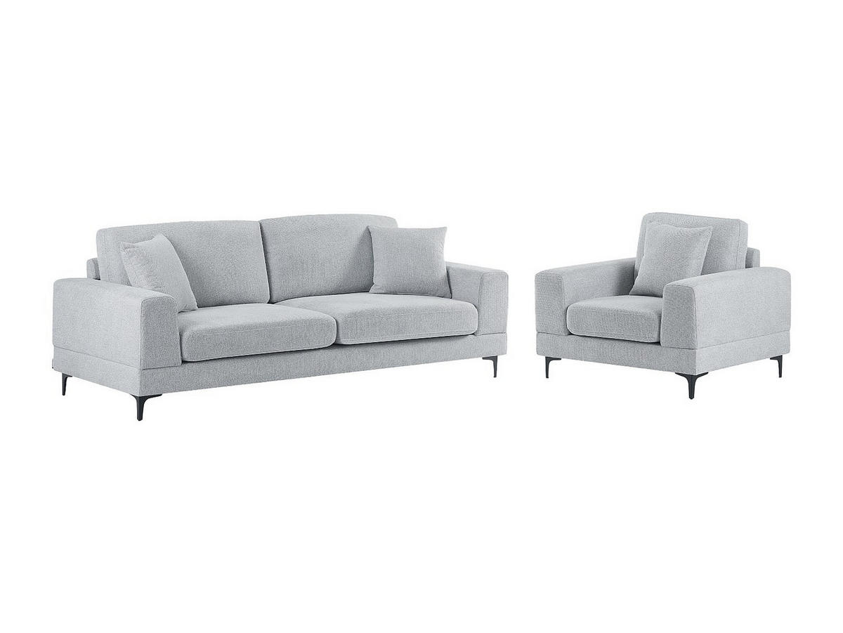 SOFAGARNITUR ohne Schlaffunktion - 4 -Sitzer - Polyester - hellgrau - JAMOLO - Hellgrau, Textil (227/82/89cm) - Vente-Unique