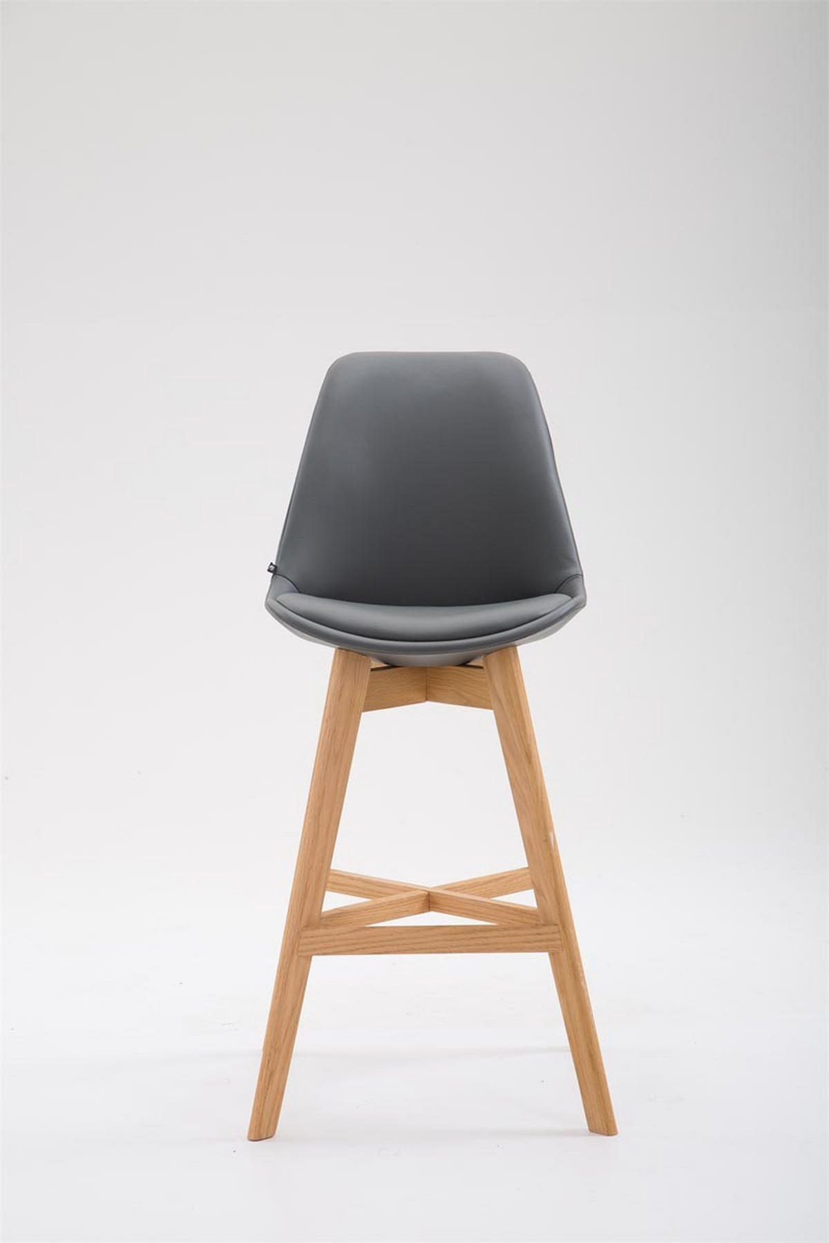 BARHOCKER Cannes Massivholz 112x48x56 cm Grau - Grau, Leder (48/112/56cm) - furnicato