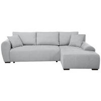 ECKSCHLAFSOFA Dallas mit Bettkasten, 255 cm, Hellgrau, rechts, Velour-Stoff - Hellgrau, Textil (255/175cm) - Beautysofa