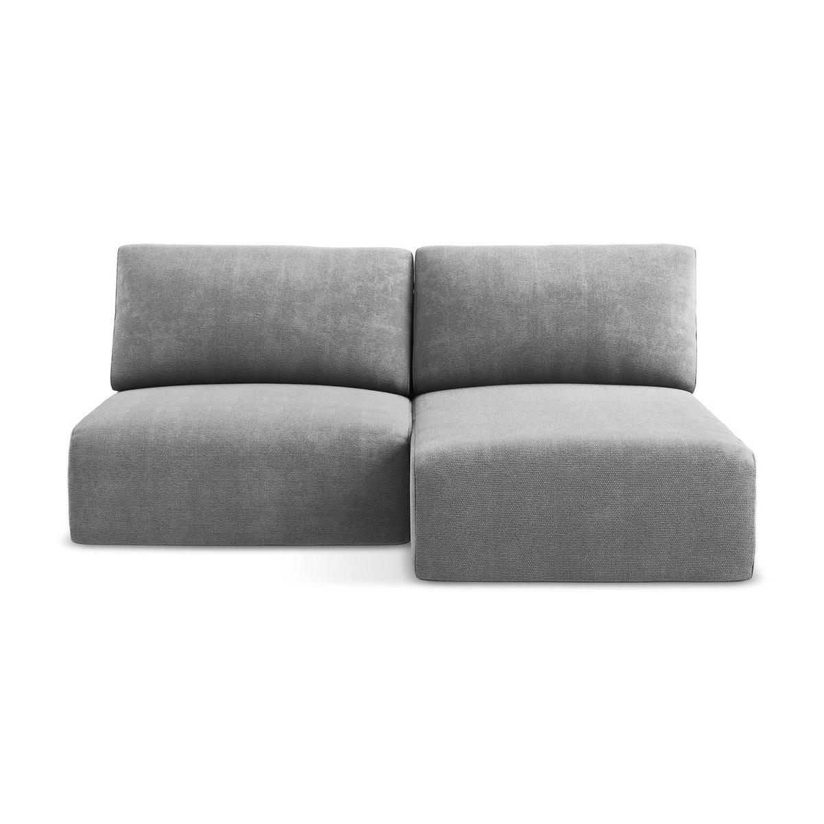 ECKSOFA mit Schlaffunktion rechts Chenille Stoff Grau - Blau/Schwarz, Kunststoff/Textil (210/149cm) - LaMiaSofa