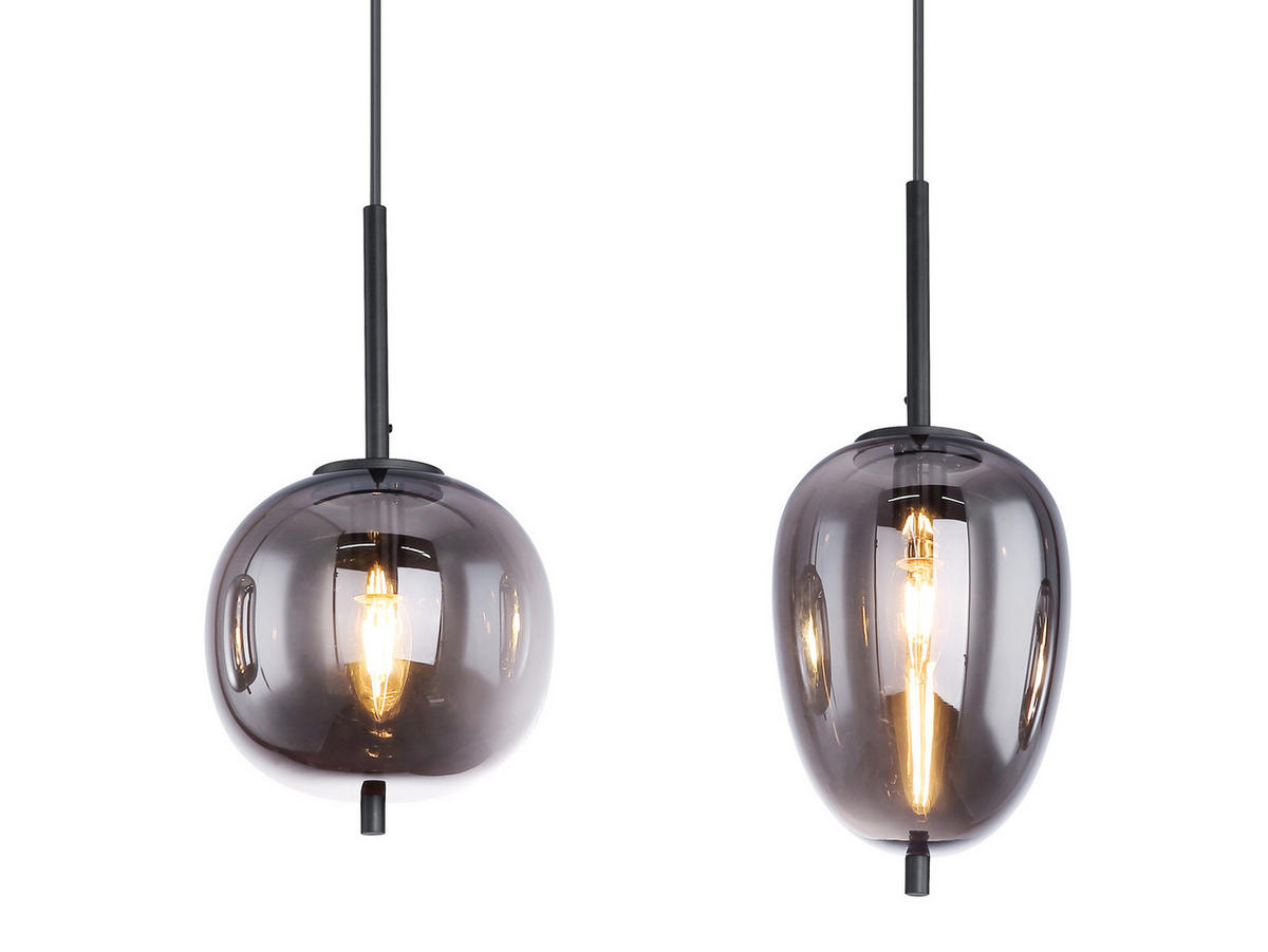 LED-PENDELLEUCHTE Breite 100cm, Glaskugeln Rauchglas - Schwarz, Glas/Metall (19/100/120cm) - meineWunschleuchte