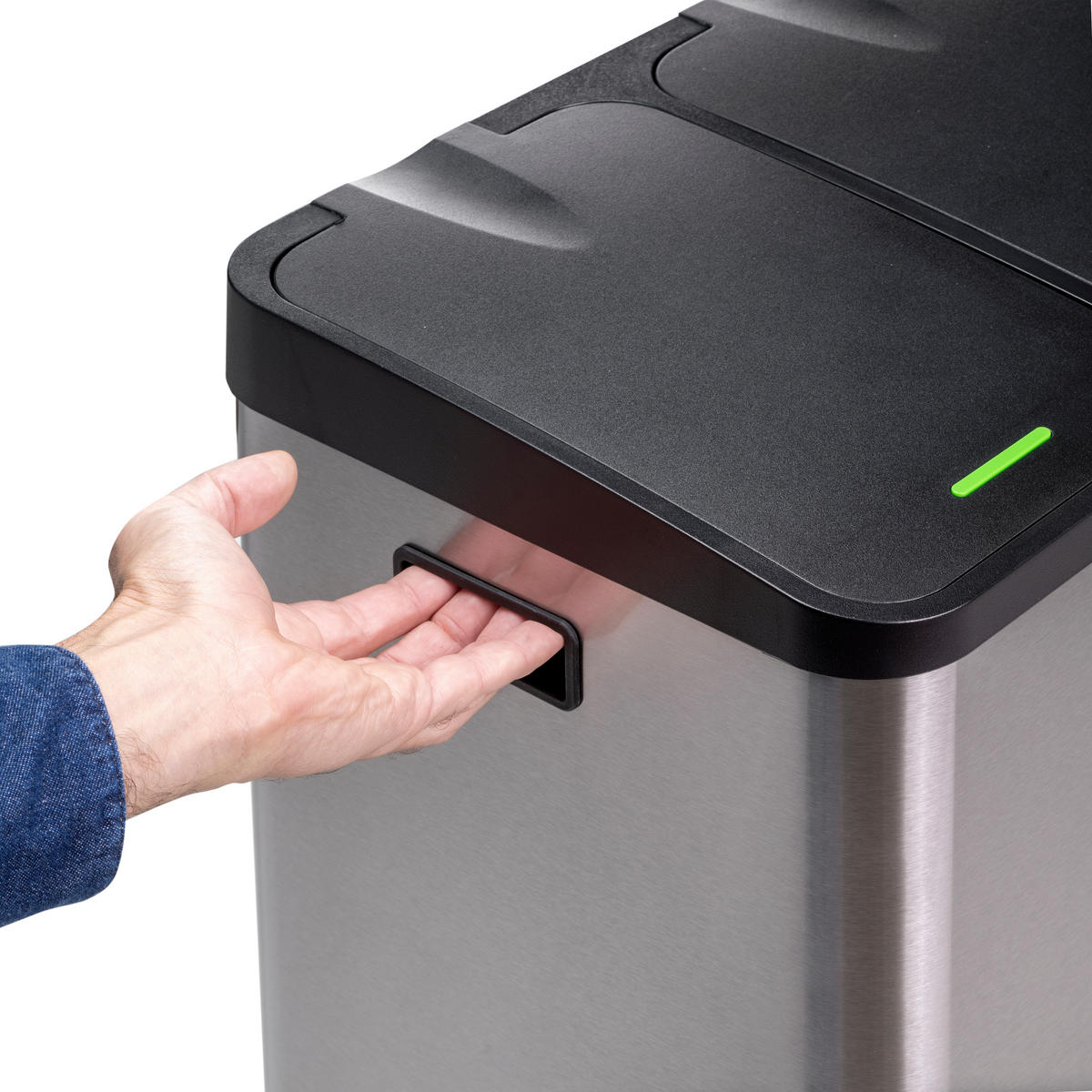 RECYCLINGBEHÄLTER für Outdoor, mit Fächern, Deckelöffnung mit Fußpedal, 2x15Liter, Edelstahl - Edelstahlfarben, Metall (34.3/49/40.3cm) - EMUCA