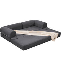 SCHLAFSOFA Cordstoff, 2-in-1 Klappsofa, 2-Sitzer, Sofabett 190×156 cm, Grau - Grau, Textil (190/65/78cm) - LVHOM