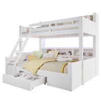 ETAGENBETT 90/200 cm + 140/200 cm in Weiß mit LED-Beleuchtung und Stauraum - Weiß, Holz (90/200cm) - OKMYHOME