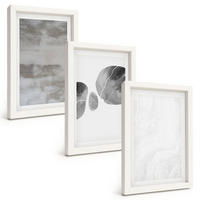BILDER SET 3er Set - 20x30 cm Weißer Rahmen - Abstrakte moderne Strukturen - Weiß, Kunststoff (20/30cm) - TULUP