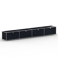 TV Board mit 4 Klappen & Schloss, Breite 302 cm, Graphitschwarz - Chromfarben/Silberfarben, Metall (40/43/302.2cm) - Versee