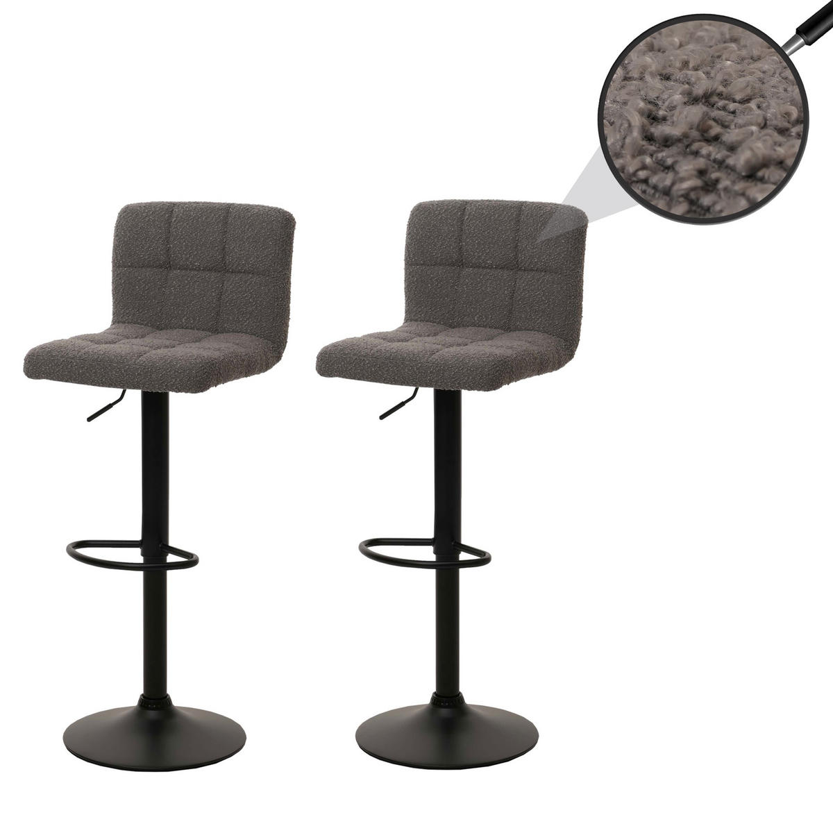 BAROVÉ ŽIDLE Šedá, sada 2 ks - šedá, textil (38/107/41cm) - MCW