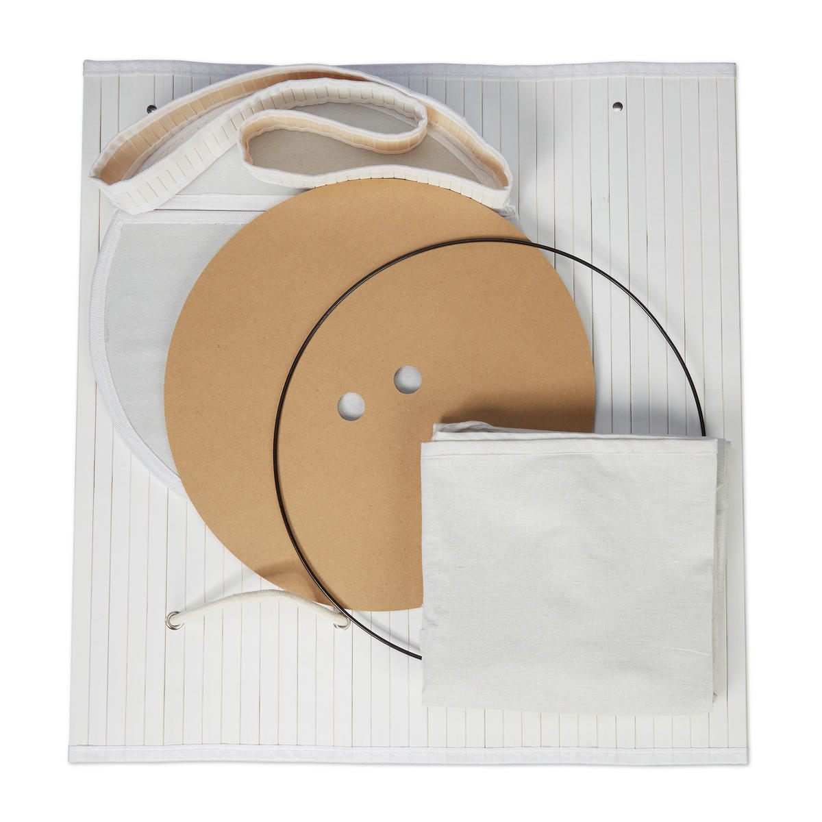 WÄSCHEKORB - Weiß, Holz/Textil (40/63/40cm) - Relaxdays