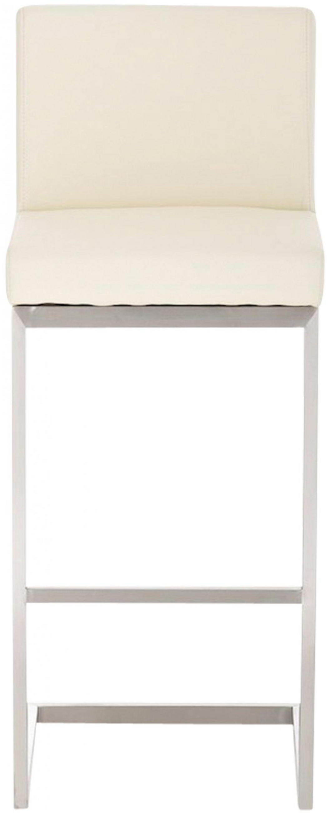 BARHOCKER Lederlook Creme - Edelstahlfarben/Creme, Textil/Metall (42/104/48cm) - CLP