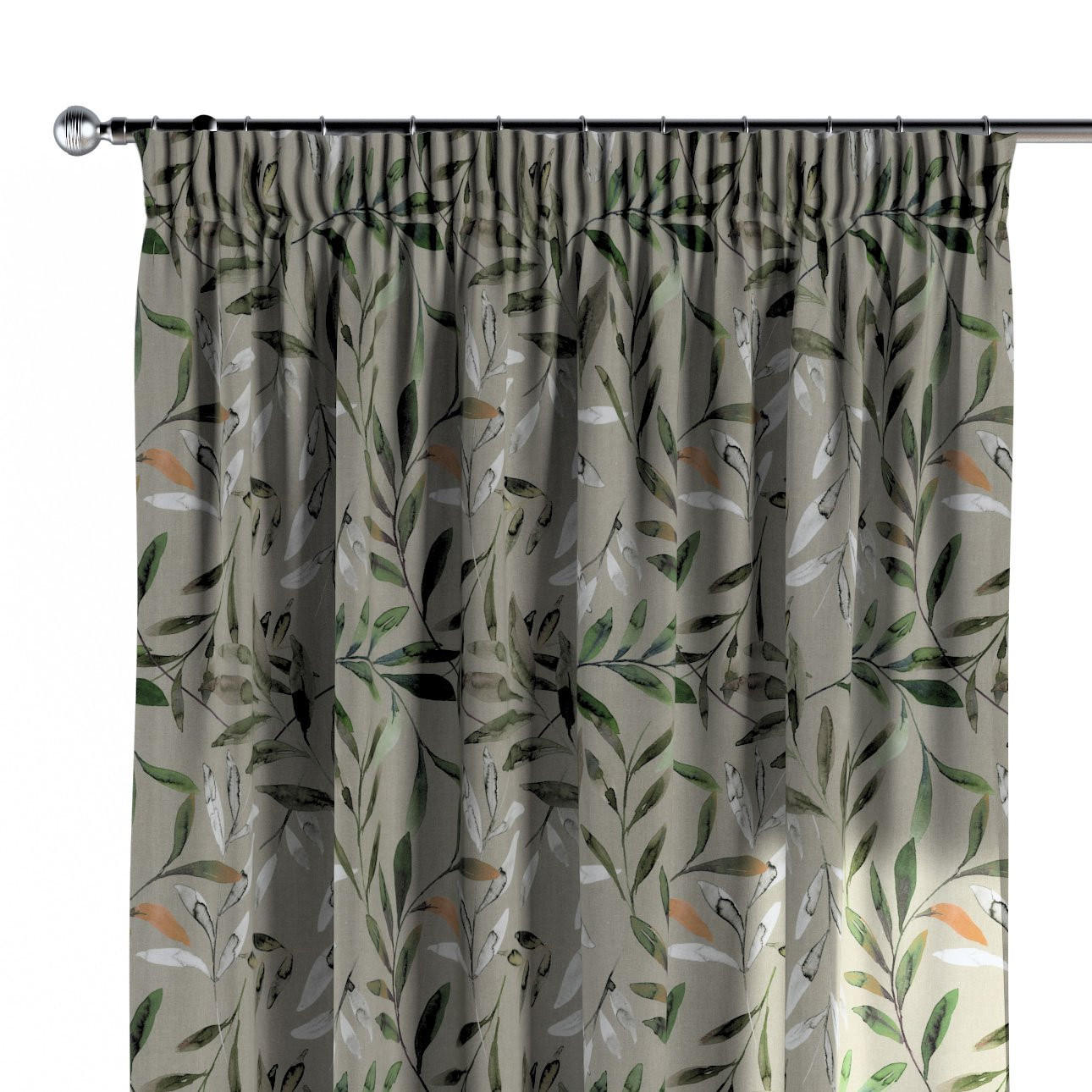 VORHANG Eden grau und grün, 130x245 cm - Grau, Textil (130/245cm) - Dekoria