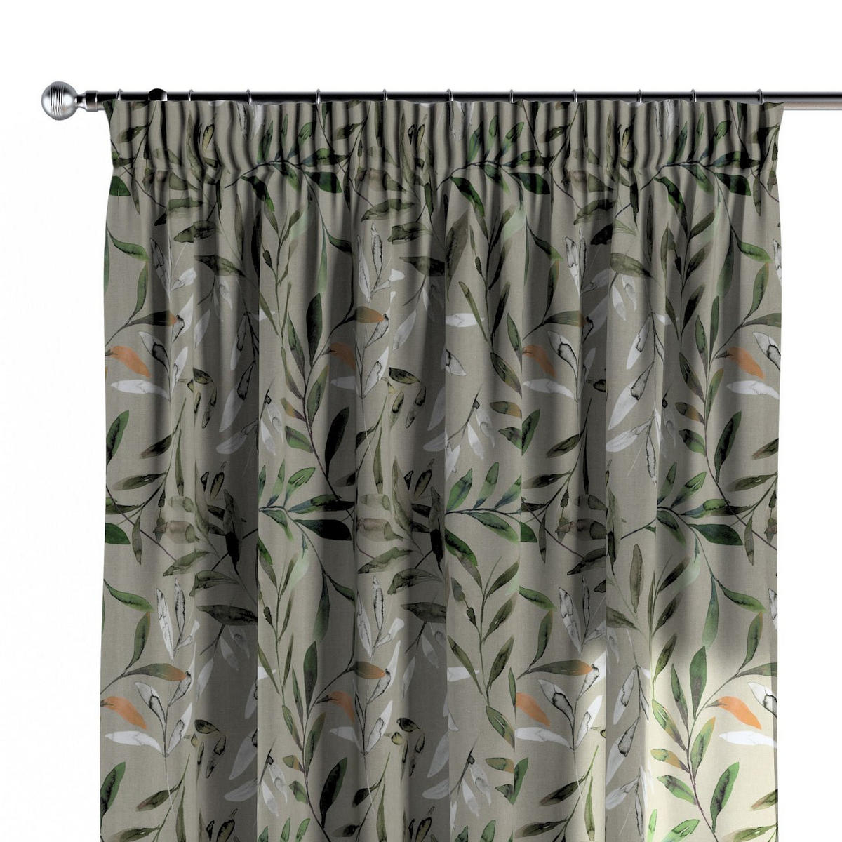 VORHANG Eden grau und grün, 130x245 cm - Grau, Textil (130/245cm) - Dekoria