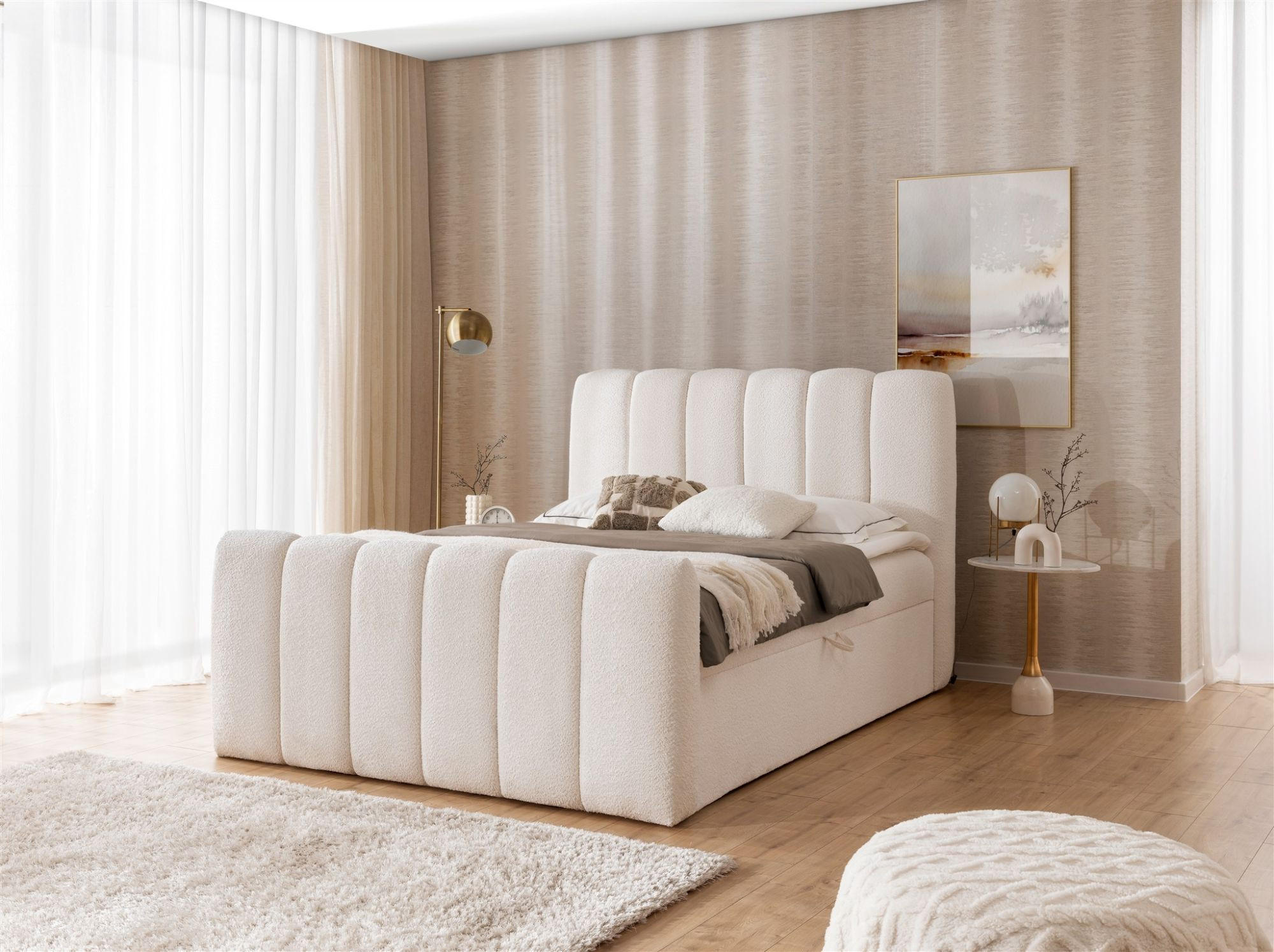 BOXBETT Denis Premium - Creme, Holzwerkstoff/Textil (120/200cm) - Fun Möbel