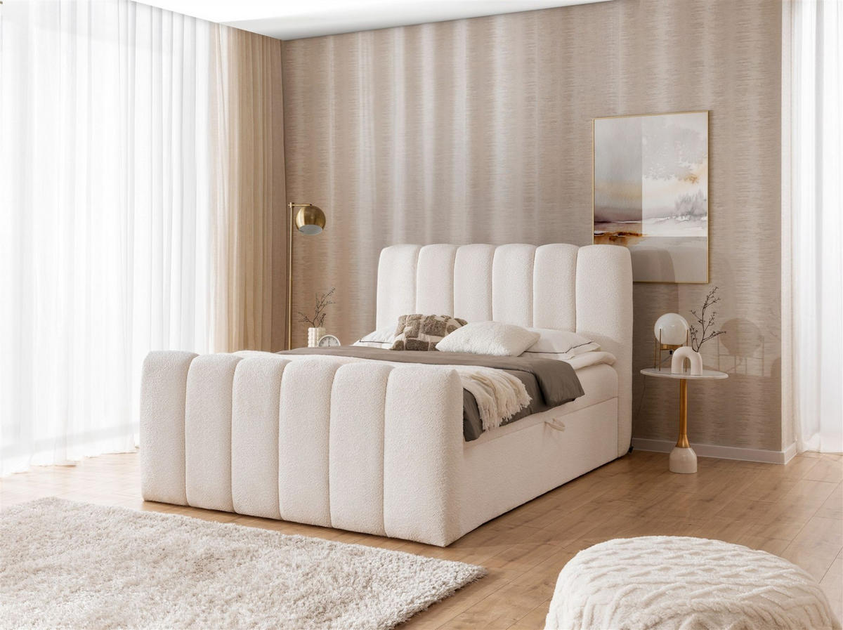 BOXBETT Denis - Creme, Holzwerkstoff/Textil (200/200cm) - Fun Möbel